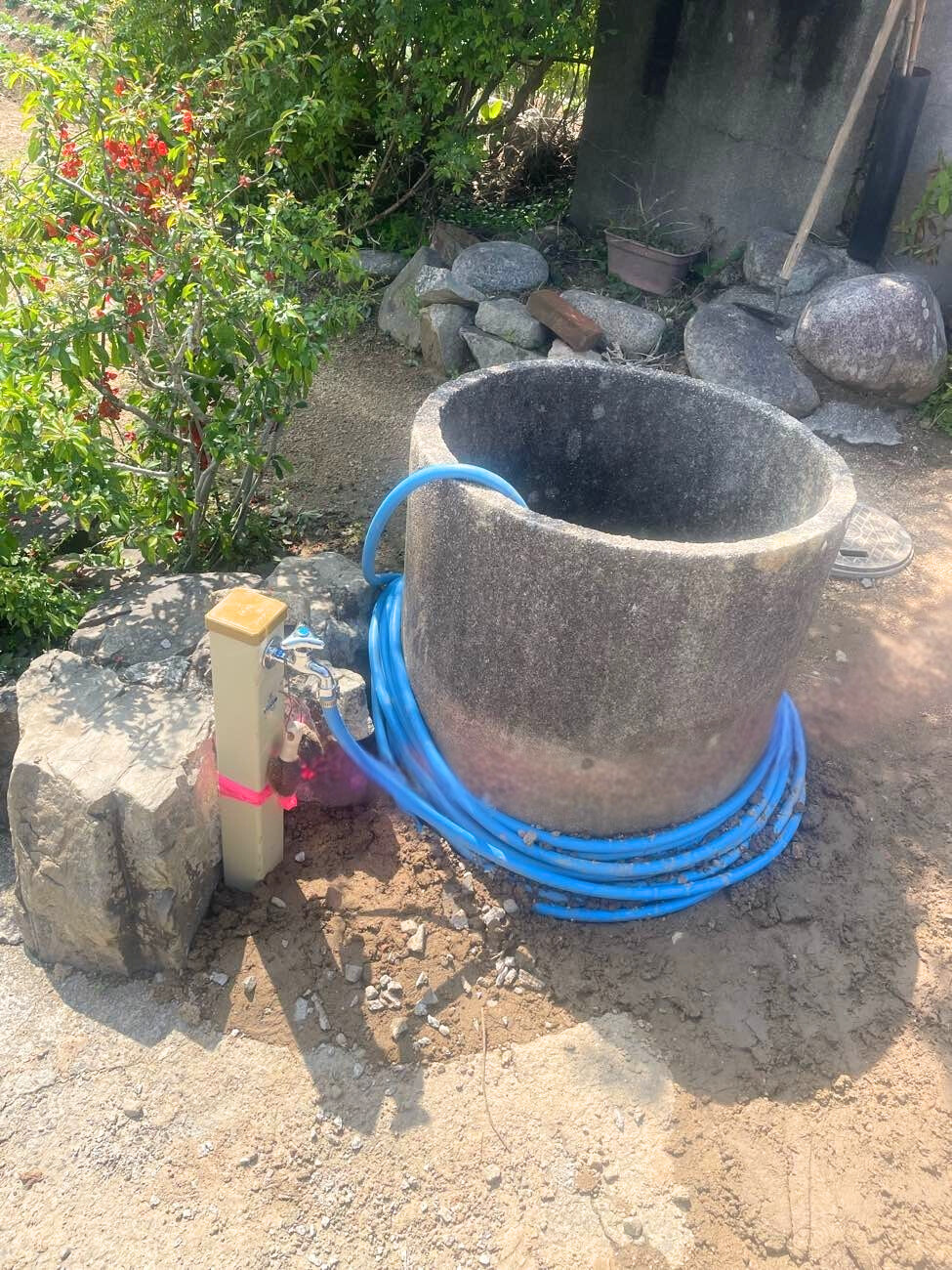 井戸水の外部水栓を新しい水栓柱へ交換