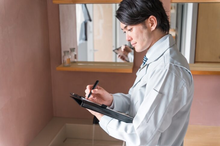 洗面室のリフォームに携わるスタッフ