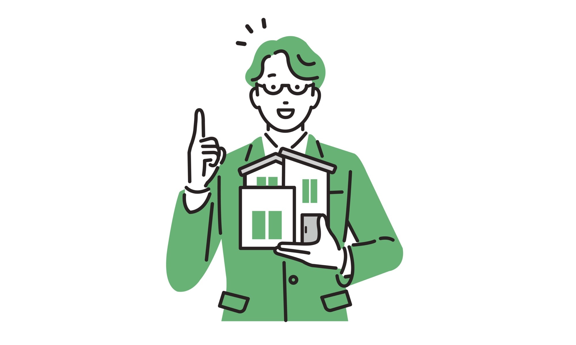 リフォームとリノベーションの定義について解説する男性のイラスト